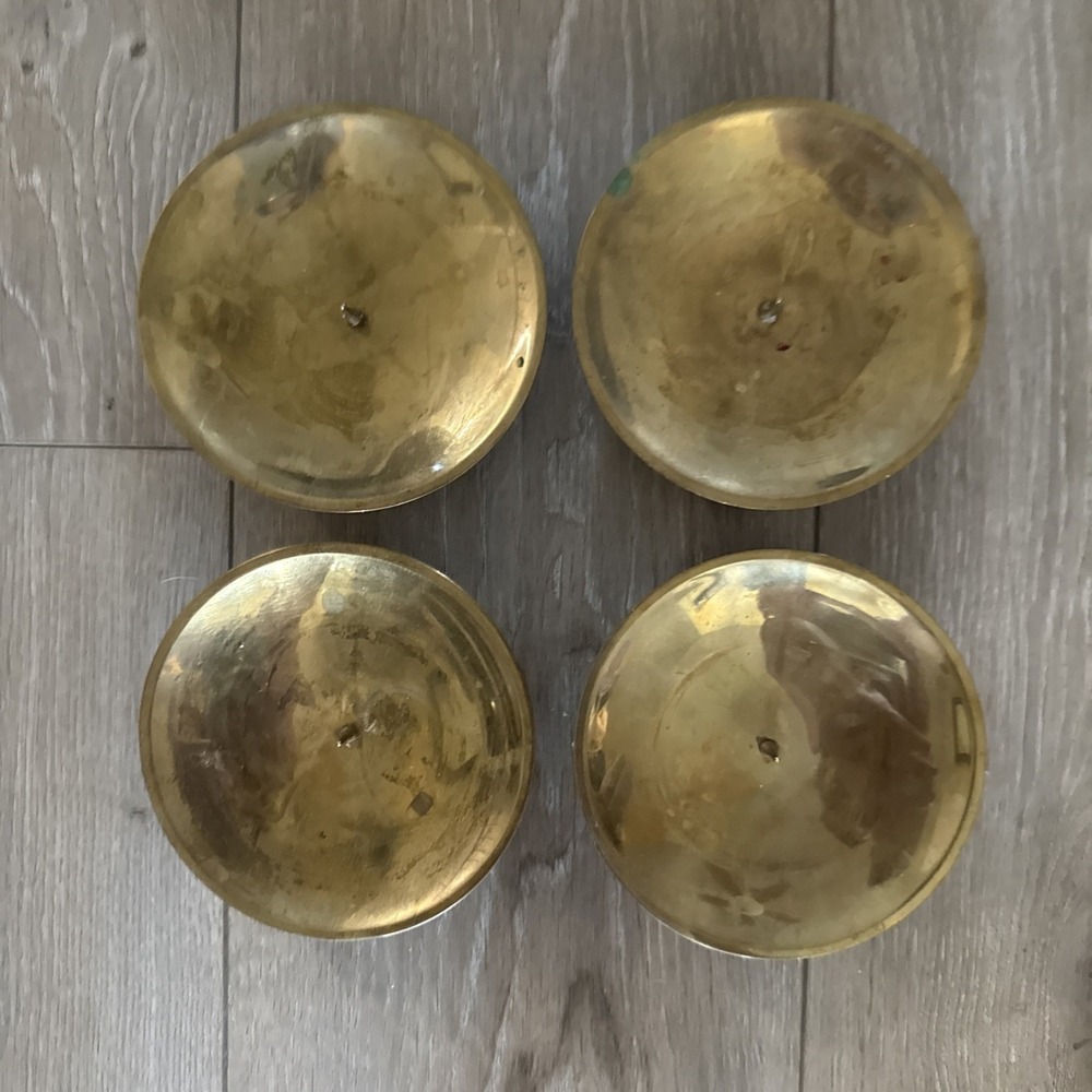 Vintage Solid Brass Chamberstick Candle Holder RIH Made in India 6" Set of 4